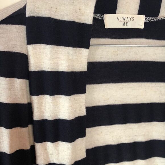 Always Me navy striped cardigan sz M - Picture 4 of 6